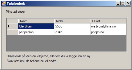 Administrere en enkel telefonbok